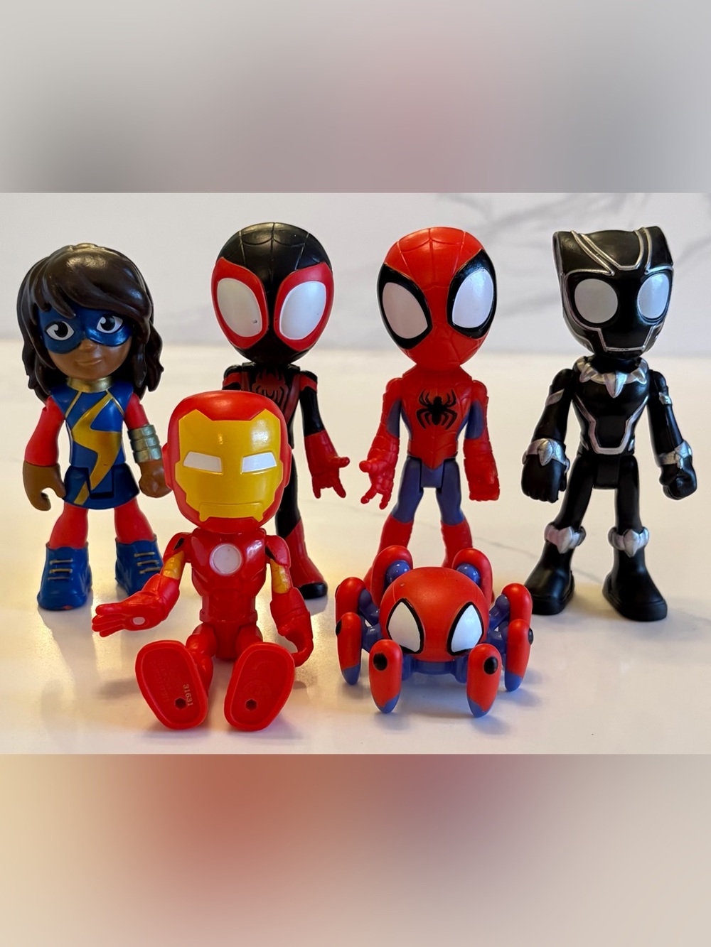 Marvel Superhero Figures - Spider-Man, Iron Man, Black Panther and Ms. Marvel